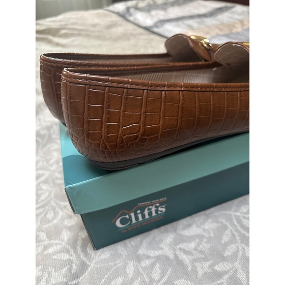 Cliffs by White Mountain Glowing Brown Croco Print Bit Loafers womens11 - Picture 4 of 9